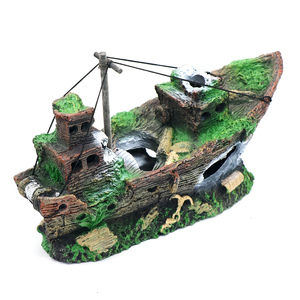 Aquarium Ornement Navire Coulé de Poissons De Bateau Épave Réservoir Voile Décor Grotte Naufrage - Product Image 2