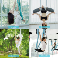 Hamac de yoga aérien de 5 m en polyester durable, imprimé dégradé coloré, élastique, pour fitness, Pilates et exercices à domicile, anti-gravité, personnalisable