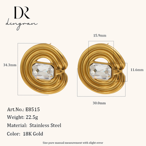 Dingran Conjunto de Collar y Pendientes de Acero Inoxidable Chapado en Oro de 18K con Diseño de Candado Vintage y Colgante Grueso de Circonita Cúbica para Mujer, Joyería al <span class=keywords><strong>por</strong></span> Mayor - Product Image 2