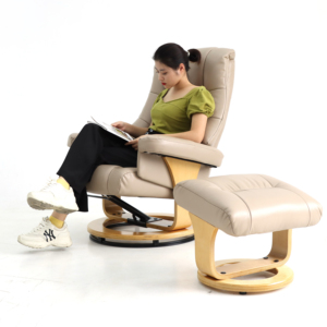 Geeksofa ZOY Chaise pivotante <span class=keywords><strong>inclinable</strong></span> en cuir et tissu <span class=keywords><strong>Fauteuil</strong></span> de loisirs <span class=keywords><strong>inclinable</strong></span> <span class=keywords><strong>Fauteuil</strong></span> simple avec pouf et fonction de massage par vibration - Product Image 5