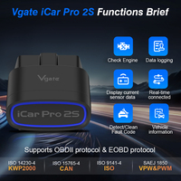 Vgate ICar Pro 2S ELM327 V2.3 BT5.3 Lector de Códigos de Auto Inalámbrico Can-BUS, Escáner OBD2 Compatible con Diagnóstico de Vehículos de Nueva Energía