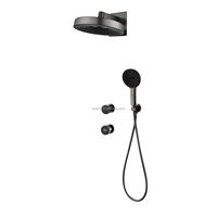 Ensemble de douche mural noir encastré à effet pluie, robinet de douche avec affichage numérique, moderne, en laiton, avec cartouche céramique encastrée – Vente chaude
