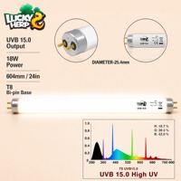 LuckyHerp T8 18W Tube en verre spiralé classique pour reptiles UVB 15.0 Tube écologique pour intérieur toutes saisons JX-FL8T1815