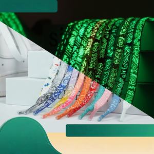 Cordones Planos de Lona con Estampado de Logotipo de Moda, Brillantes en la Oscuridad, Color Fluorescente Luminoso de Alta Intensidad para Deportes Atléticos - Product Image 2