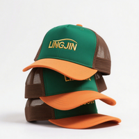 Op maat gemaakte logo's, groothandel bedrukte en geborduurde 5-delige tweekleurige mesh petten, baseballcaps en trucker caps voor heren en dames