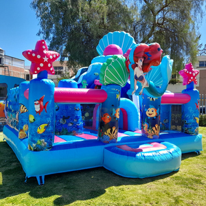 Castillo Inflable Comercial <span class=keywords><strong>de</strong></span> Alquiler, Diseño <span class=keywords><strong>de</strong></span> Princesa del Océano, con Tobogán, para Interiores o Exteriores, <span class=keywords><strong>Casa</strong></span> <span class=keywords><strong>de</strong></span> Brinco Inflable con Tobogán - Product Image 1