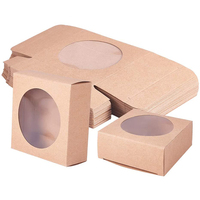 Eco-friendly di Carta Regalo di Cartone di Imballaggio Mini Scatole Su Misura Scatola Marrone con Finestra di Plastica