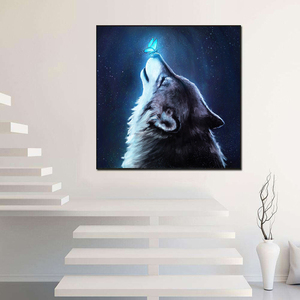 Pittura diamante 5d <span class=keywords><strong>di</strong></span> animali lupo e farfalla strass diamante ricamo trapano pieno <span class=keywords><strong>dipinti</strong></span> breve pelucchi immagine su tela - Product Image 2