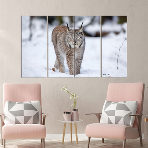 Tableau imprimé sur toile : Lynx majestueux dans un paysage hivernal, lot de 4 toiles - Product Image 3