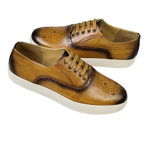 Zapatos Casuales de Hombre, Modernos, de Piel Vacuna Genuina, con Cierre de Cordones, Punta Redonda, Estilo Skateboard, Planos, para Caminar - Product Image 1