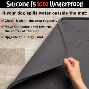 Extra Thick Waterproof Silicone Dog Bowl <b>Mat</b> Solid Pattern Nonslip Pet Food Feeding <b>Mat</b> for Indoor Outdoor Travel - Product Image 4