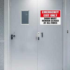 Solo la porta di uscita di emergenza deve rimanere sempre chiusa segno 14*10 pollici fori preforati avviso di avvertimento in alluminio impermeabile - Product Image 1