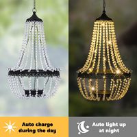 Lustre suspendu en perles d'acrylique à énergie solaire, lumière LED décorative pour jardin, patio extérieur, lampe suspendue élégante pour cour