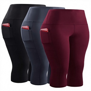 OEM/ODM Custom Logo <b>Womens</b> High Elastic Solid Yoga <b>Shorts</b> Tummy Control Four-Way Stretch 100% Polyester Workout Running Leggings - Product Image 2