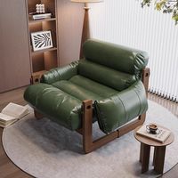 Fauteuil inclinable moderne en bois massif et PU, style vintage, pour salon, chaise de loisirs individuelle, avec fonction de sommeil, pour balcon, mobilier de maison