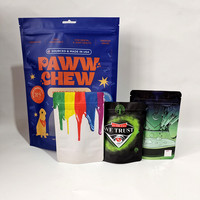 Sacs Mylar personnalisés avec logo imprimé, holographiques, en plastique, refermables, pour aliments, 3,5g 7g, anti-odeur, 4x5 pouces