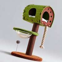 Роскошный кошачий комплекс 102 см с зеленым войлочным домиком-бочкой, капсулой-лежанкой и 4 уровнями, легко собираемый, для домашних кошек и котят