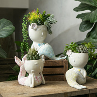 Design créatif art nouveau produit plantes en pot dessin animé pots de jardin pots sirène poisson fleur pot