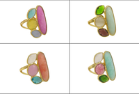 Bagues délicates pour femmes, plaquées or 18 carats, avec plusieurs pierres œil-de-chat naturelles colorées, classiques, pour mariage, soirée dansante, cadeau décoratif