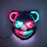 Costume de Cosplay Masques en peluche lumineux à LED pour la fête d'Halloween Masques éclairés, Masques effrayants de lapin et d'ours d'Halloween