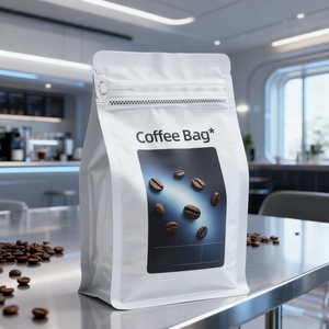 Bolsa de Embalaje de Café en Polvo de Aluminio Impresa Personalizada, 250g 500g 1kg 12oz, Reciclable, con Válvula, Cierre y Fondo Plano - Product Image 1