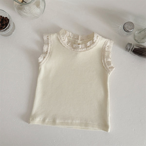 Hauts à manches courtes en coton côtelé à volants pour petites filles, vêtements d'été - Product Image 6