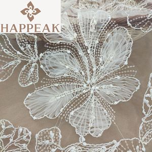 Tissu en tulle coloré esthétique HAPPEAK, tissu en <span class=keywords><strong>dentelle</strong></span> à haute densité, broderie de fleurs à paillettes pour vêtements de danse - Product Image 4