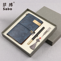 Carnet de notes en cuir A5 avec stylo, ensemble cadeau de papeterie de bureau personnalisé avec logo, journal d'affaires