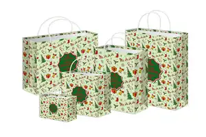 Hochwertige Hot Stamp ing Weihnachts einkauf Geschenk Papiertüte mit Griff