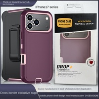 Nouvelle coque de protection antichute de luxe pour iPhone 17 Pro Max et 17 Air ProMax, design robot couleur unie, triple protection
