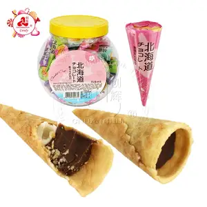 Mini ice cream chocolate cone with cream filling in jar