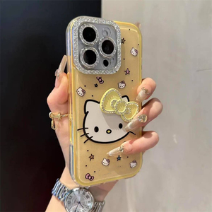 Coque de téléphone antichoc et étanche intégrale 360 en TPU+PC motif chat KT diamant de dessin animé avec cadre d'appareil photo et coque arrière DIY pour W16 - Product Image 6