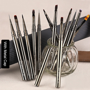 Ensemble de pinceaux pour nail art de style japonais, pinceaux pour gel French Tip et liner ombré avec virole en cuivre pour salon - Product Image 1