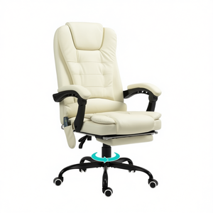 Chaise de bureau de direction en cuir PU avec fonction massage, accoudoirs pivotants réglables, appui-tête intégré, design contemporain - Product Image 1