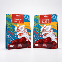 Sachet refermable personnalisé de qualité export avec fermeture éclair et trou de suspension, de qualité alimentaire, pour 500g de dattes rouges, fruits secs, sachet à huit soudures latérales