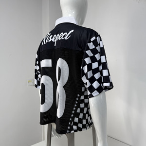 Retro American Football Jersey with <b>POLO</b> Collar Breathable Quick Dry Mesh Loose Fit Design Perfect for Trendy Outfits - Product Image 5
