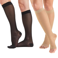 Chaussettes de compression montantes personnalisées 20-30 mmHg de haute qualité, à bout fermé, transparentes, pour varices, améliorent la circulation