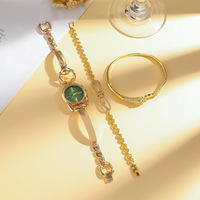 Ensemble de trois montres-bracelets de luxe vintage à boutons pour femmes, design unique, élégant, ensemble de bracelets de style professionnel, cadeau pour femmes
