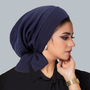Último nuevo diseño arrugado Tie Back Undercap correa de cola larga Toalla de poliéster gorra suave <span class=keywords><strong>quimioterapia</strong></span> ondulado señora sombrero para <span class=keywords><strong>verano</strong></span> - Product Image 3