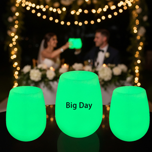 En stock, livraison rapide, gobelet à vin en silicone incassable <span class=keywords><strong>pour</strong></span> mariage, fête d'anniversaire, gobelet lumineux <span class=keywords><strong>pour</strong></span> soirée, événement nocturne - Product Image 1