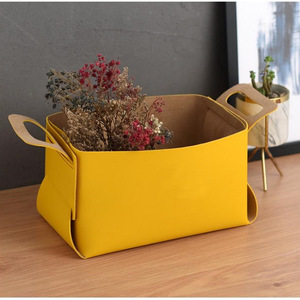 In stock. Nordic style leather storage <b>basket</b>, suitable for living room and bedroom miscellaneous items, desktop book organizer. - Product Image 2