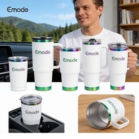 Bouteille d'eau en acier inoxydable de 40 oz avec poignée, paille, gobelet de voyage, mug de camping, gobelet isotherme, revêtement personnalisé en poudre, revêtement or arc-en-ciel