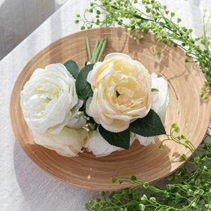 CallaFloral ช่อดอกกุหลาบประดิษฐ์ สีชมพูแชมเปญ สีขาวนม สำหรับตกแต่งงานแต่งงาน ดอกไม้ประดิษฐ์ ผ้าทอแบบแพน GF139415 - Product Image 1