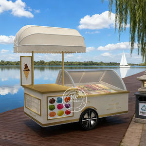 Customized Gelato Cart Coffee Food Truck Trailer <strong>Beach</strong> Mobile Ice Cream Push Cart Trailer with Wheels - Product Image 2