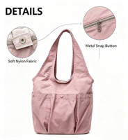 Sac fourre-tout léger en nylon à bandoulière, multi-poches, décontracté, style hobo, grande capacité, pour le shopping quotidien, sac bandoulière pour femme