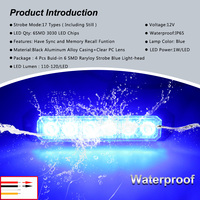 Raryloy Nuevo Juego de 4 Luces Estroboscópicas de Montaje Superficial para Camiones, Autos y Vehículos, Mini Luces Intermitentes para Parrilla, Ultra Delgadas, Impermeables IP65 21