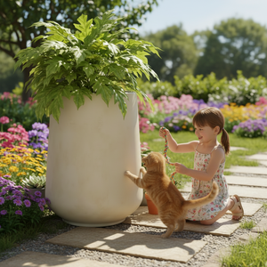 Pots à fleurs en fibre d'argile pour intérieur/extérieur, trou de drainage, écologiques, légers, biodégradables, durables, sculptés à la main, pour le jardin - Product Image 2
