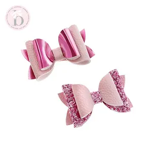 Heißer Verkauf Neue Glitter Rosa Kinder Haar Bogen Clip Für Mädchen