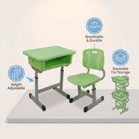 Bureaux et chaises d'école en plastique durables, ensemble de mobilier scolaire moderne pour enfants, pour l'école secondaire, le bureau à domicile