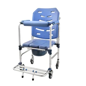 High quality Lightweight Aluminum Alloy Manual commode chair Folding toilet Wheelchair for Disable